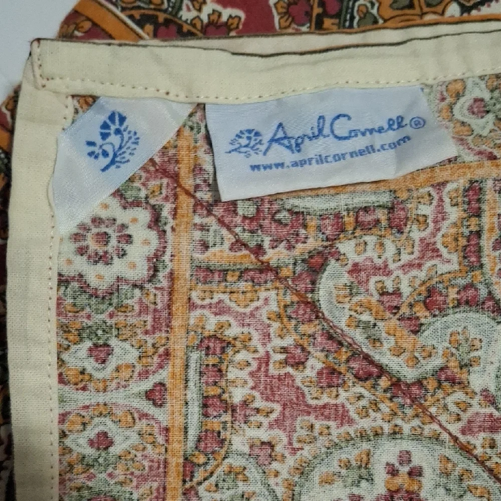 April Cornell Red, Gold and Green Floral Medallion Tablecloth